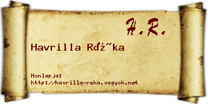 Havrilla Réka névjegykártya